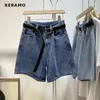 Kvinnors jeans 2024 Summer Y2K HARAJUKU Hög midja Streetwear Solid Baggy Jean Shorts för kvinnor Casual Loose Fit American Retro Denim