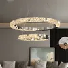 Modern Luxury Crystal Pinging Lights Bedroom Dinning Sala de estar Teto Candelie Sala de iluminação Decoração Lâmpadas de anel led de ouro