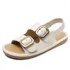 Scarpe casual drkanol fashion women sandals 2024 estate vera pelle di punta aperta da donna piatto