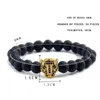 Beaded 12 Style Mens Black Lava Treatment Balance Pärlor Spirit Buddha Bön Natural Stone Yoga Armband Womens Leopard Head