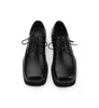 Chaussures décontractées Super Recommande Big Square Toe Concise Derby Modern Man Lace Up Up All-Match Oxfords