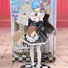 Anime Manga Blue Hair Service Girl Picture Rem Cake Sitting Toy Model Cute Doll Toy Sculpture Decorative Box PackagingL2404