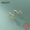 Boucles d'oreilles Stud Inzareal 925 Sterling Silver Zircon Snake Animal 18K Gold For Fashion Women Hiphop Minimaliste Fine Bijoux