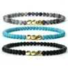 Bracelets de charme bracelet manche set 3 pièces 4 mm braclet pierre guérison braslet irrégulier cuivre brazalete élastique homme