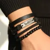 Beaded Daxi 3/4st Set Unlimited Symbol Leather Armband för Mens Vintage Life Tree Guitar Wood Pärlor Fashion