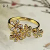 Merk sieraden originele bestelwagenring 925 puur verzilverde 18k gouden volledige diamant open precisie