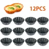 Schimmelpilze 12 pcs Eiertorte Schimmel wiederverwendbarer Kohlenstoffstahl Chrysanthemen Cupcake Cookie Pudding Form Nicht -Stick -Eier -Backform -Gebäckwerkzeuge