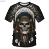 T-shirts masculins t-shirts Indian Tribe Chief Wolf Totem Graphique 3D Imprimé Summer Street Culture Fashion Vintage Round Cou Round T-shirt à manches courtes Topxw