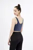 Yoga -outfit Nieuwe Uback Quick Dry Peded Fitness Bras Crop Tops Women Solid Vest Type Lycra Material Training Sports met verwijderbare pads D DHK8V