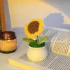 Decorative Flowers Sunflower Lily Pot Hand-woven Fake Flower Simulation Woolen Decoration Finished Gift Table