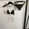 Brand Bikini Bikini Set Designer Zwei-teiliger Badeanzug Fashion Logo Plaid Schnüre-up BH sexy Mädchen Badeanzüge Urlaub