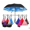Umbrellas Newreverse Windproof Reverse Layer Inverted Umbrella Inside Out Stand Sea Drop Delivery Home Garden Household Sundries Dhfhj