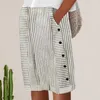 Dames shorts Side Pocket Striped Print knielengte met knopdetail Elastische taille voor vrouwen Dragen Lady Short Pants