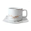 Mugs Marble Coffee Cup Black And White Saucer Cup. High Quality Set Cups