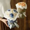 Decoratieve bloemen Valentijnsdag Gift Round Round Bouquet Mother's Artificial Flower Handmade Huidige vriendin's Birthday Wedding Props