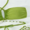 Reggiseno a conchiglia cinghia sospeso in bikini diviso sexy costume da bagno in spiaggia senza schienale