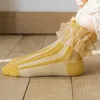 Dziecięcy skarpetki nowe dziewczynki Socks Dziewczyna dziewczyna plisowana koronkowe skarpetki bawełniane dzieci taniec księżniczki flower