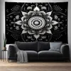 Arazzi Black Mandala Tapestry Wall sospeso Sandy Beach Trove Tenda da campeggio Materasso da viaggio Bohémien Tapestries