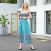 Casual jurken Fashion vintage sexy dames Boheemse bloemen gedrukte jurk split lange maxi losse off schouderstrand chiffon sundress