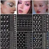 Kp33 Tattoo Transfer Eye Makeup Stickers Acrylic Diamond Face Autocollants Pearl Nail Bijoux Stage Music Festival Festival Bar Maquillage Childrens Tattoo Autocollants 240427