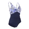 New One-Piece Triangle Swimsuit Women's V-neck Color Combination Shrink Wrinkle Cover Belly Sexy Halter