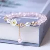 Beaded Fashionable Korean White Flower Purple Bead Bracelet Womens Charm Crystal Beads Elastic Adjustable Friendship Jewelry