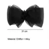 Haarclips Bronrettes Big Hair Bows Chiffon Solid Color Large Bowknot Haarspelden Spring Clamp Clem Clip For Women Fashion Korea Headwear Accessoires Nieuw 2023 240426