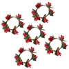 Flores decorativas 5 pcs decoración navideña anillo de servilletas de 10 cm anillos de adorno de Navidad bayas rojas