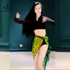 Stage Wear Belly Dance Costume Drama Black Silk Long Sleeve Paillin Performance voor beginners Skinny High Elastic Practice