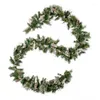 Decorative Flowers Foot Artificial Cashmere Pine And Mixed Needle LED Christmas Garland With Flocked Snow Glitter Branches Frosted Pinecone