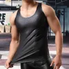 Men's Tank Tops Mens Sexy PU Leather Tank Top Sleeveless Eric Shaping Sheath Elastic Shirt Soft Latex Body Patent Leather T-shirt Club Tank TopL2403