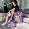 Backpack Transparent Pvc Set Bag Waterproof UNISEX di grande capacità Solid Clear Coppia Bagback Designer