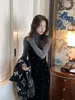 Robes de travail miiiix version coréenne Commutation Star Diamond Velvet Suspenten Robe T-shirt à manches longues