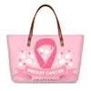 Bolsas de noite bolsa feminina para feminino de grande capacidade para compras casuais bolsa de ombro de mama câncer de consciência de coração e uma sacola de viagem impressão de fita