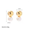 Stud -oorbellen Gestructuur Charm Cast Brand Big Natural Freshwater Pearls 18K Gold PVD PLATED stijlvolle sieraden