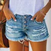 Dames jeans zomer blauwe vrouwen denim shorts hoge taille Jean vrouwelijk elastiek scheurde korte modestraatbodems