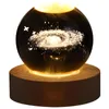 Dekorativa figurer 6/8cm 3D Crystal Ball Decoration 2024 Astronomy Solar System Planets Moon LED Balls Home Snow Glass Globe