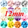 12mm 100st Baby Silicone Pärlor runt Teether ammande halsband PACIFIER Kedjeklippleksaker Oral Care BPA Gratis matklass 240420