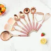 Rostfritt stål Kök Köksredskap 9 Piece Copper Plating Cooking Tousil Set Kitchen Gadgets Köksverktyg Set Pink 240420