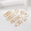 Anillos de racimo 22 PC/Set Crystal Butterfly Oil Drop anillo Pearl Wave Heart Heart Multi Joint para mujeres Joyas