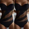 Nieuw zwempak sexy mesh sexy backless jumpsuit voor vrouwen