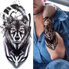 Tattoo Transfer 100 Piece Wholesales Waterproof Temporary Tattoo Sticker Wolf Tiger Fox Skull Snake Flower Body Arm Henna Fake Sleeves Man Women 240426