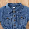 Rompers Baby summer clothing baby girl jumpsuit pure blue denim dressL24F