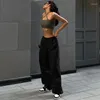 Pantalon féminin Femmes Solide Casual Loose Cargo Hipster DrawString Female Pantalon Y2K Fashion Vintage Wild Streetwear Hip Hop