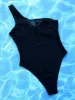 Garnitury czarne seksowne bikini jedno ramię bez pleców pustą perspektywę Swimpit Swimpit One Piece Swimsue Resort swobodne kobiety