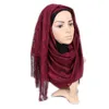 Sjalar spetsar kanter halsduk hijab kvinna vanlig maxi sjal wrap blommor vit foulard mjuk bomull muslimska hijabs halsduk katolsk slöja huvud halsduk d240426