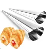 Formar 12st rostfritt stål spiral croissants mögel konisk rörkon rullar mögel krämhorn bakning bakverk tårta bröd mögel