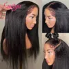 Синтетические парики 4c Edge Hair Clip Twisted Straight 13x4 кружевное переднее парик Прозрачный яки Curly Baby Q240427