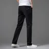Jeans masculinos verão slim jeans da perna reta masculina pura calça casual masculina negra de jovens novos negócios calças casuais de tamanho grande
