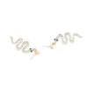 Studörhängen Snake Pearl Opal for Women Punk Unique Asymmetrical Charm Jewelry Girls Party Gift Fashion Uttalande Partihandel